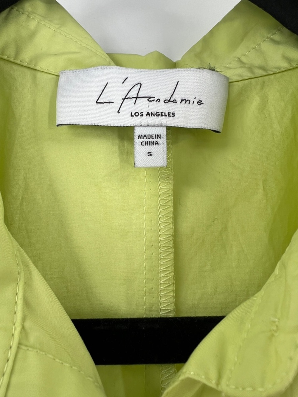 L'Academie Melissa Mini Dress in Lime Green Cotton Ruched size Small - Picture 5 of 7